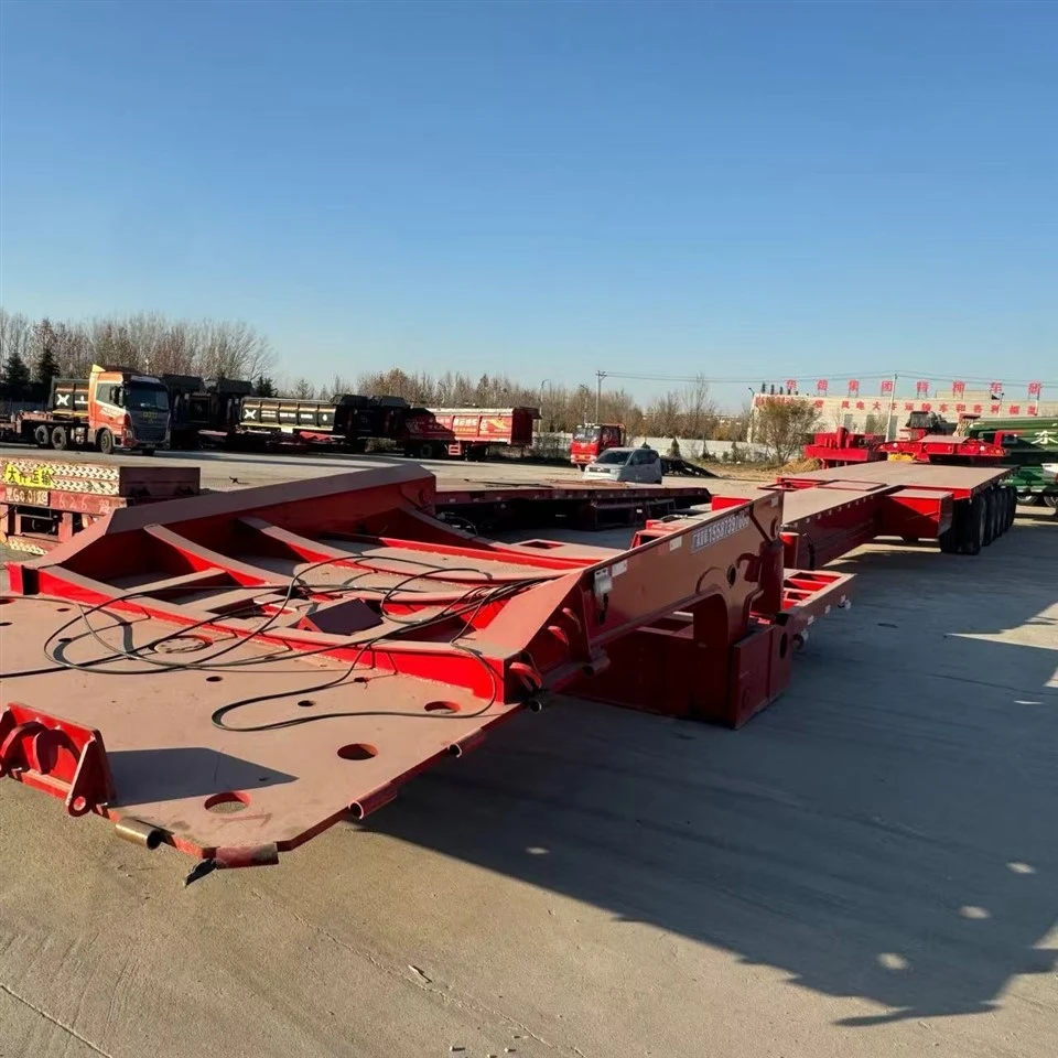 Factory Wholesale Customized 3 Axles 60 Tons 4 Axles 100T Steel Lowboy Semi Trailer Low Bed Loader Truck Trailer For Sale suppliers